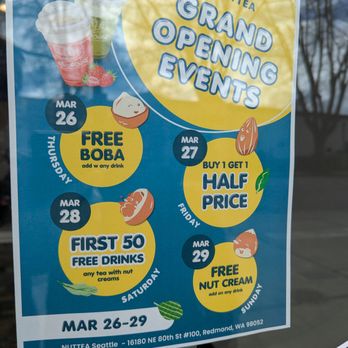 Nuttea - Grand Opening next week - Coffee & Tea Near Me - Redmond, Washington