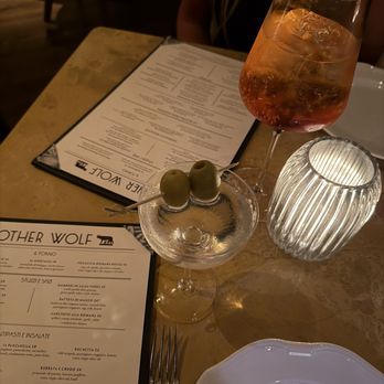 Mother Wolf - Dirty martini & Aperol spritz - Italian Near Me - Miami, Florida Mother Wolf - Dirty martini & Aperol spritz - Italian Near Me - Miami, Florida