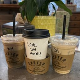 Caramel macchiato, white mocha and lavender honey latte Caramel macchiato, white mocha and lavender honey latte