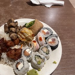 Grand Sushi Hibachi Buffet - Note the shiny blue in the sushi meat.. didn't even risk it..