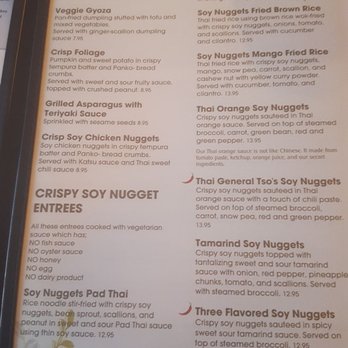 Thai Taste - Vegetarian menu. Soy nuggets were tasty! - Thai Near Me - South Portland, Maine Thai Taste - Vegetarian menu. Soy nuggets were tasty! - Thai Near Me - South Portland, Maine