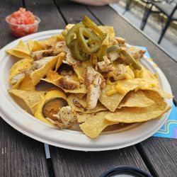 The Upper Deck - Nachos with liquid, cheese, chicken and jalapeno.