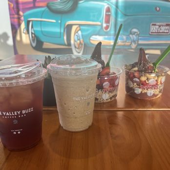 The Valley Buzz - Passion Fruit Ice Tea + Birthday Cake Frappe - Coffee & Tea Near Me - Peoria, Arizona