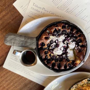 Tilikum Place Cafe - Sweet Dutch baby - blueberries and lemon ricotta - New American Near Me - Seattle, Washington