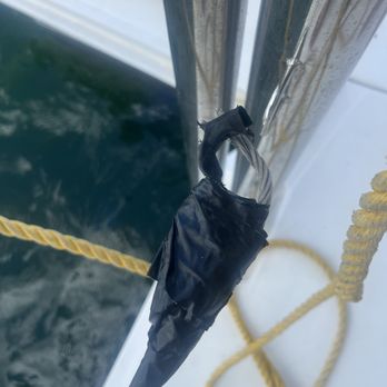 The Moorings - This is the end of a lifeline that my crew fell through. They electrical taped the cable instead of replacing it. - Boat Charters Near Me