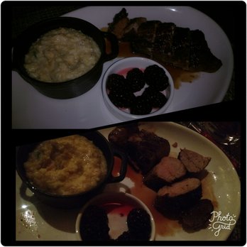 18 Oaks - Pork tenderloin (med well) w/jalapeno grits & pickled blackberry jus on the side - Steakhouses Near Me - San Antonio, Texas 18 Oaks - Pork tenderloin (med well) w/jalapeno grits & pickled blackberry jus on the side - Steakhouses Near Me - San Antonio, Texas