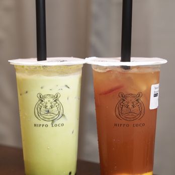 Hippo Loco - Matcha latte with boba and strawberry oolong iced tea - Coffee & Tea Near Me - Westminster, California Hippo Loco - Matcha latte with boba and strawberry oolong iced tea - Coffee & Tea Near Me - Westminster, California