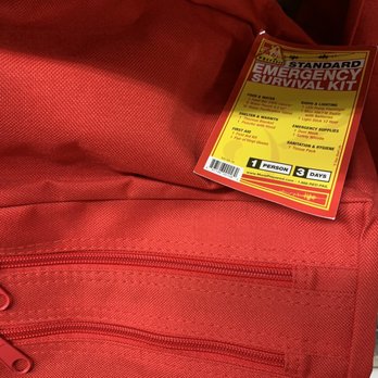 The Surplus Store - Prebuilt emergency bag (food, water, blanket, poncho, first aid kit, vinyl gloves, LED pump flashlight, AM/FM radio, light stick, mask, etc) - Outdoor Gear Near Me - Los Angeles, California