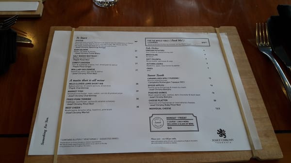 Menu photo 5 Josef Chromy Wines Relbia, TAS