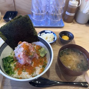 Totoya - Take Negitoro bowl. The negitoro is a nice mix of tuna, ika, scallop, and maybe, kazunoko + ikura. Stick w the basic miso soup. - Sushi Bars Near Me - Honolulu, Hawaii Totoya - Take Negitoro bowl. The negitoro is a nice mix of tuna, ika, scallop, and maybe, kazunoko + ikura. Stick w the basic miso soup. - Sushi Bars Near Me - Honolulu, Hawaii