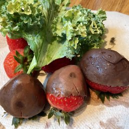 chocolate covered strawberries and lettuce