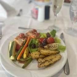Herons Nest Restaurant & Ballroom - Delicious Roasted Salmon with Pico, awesome veggies, tasty fingerling potatoes ~ wonderful Mother's Day brunch!