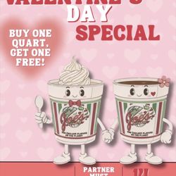 Joes Italian Ice - VALENTINES DAY ONLY!! Buy one, get one FREE quart!! (The complementary quart will be Italian ice only and is subject to 1 flavor).