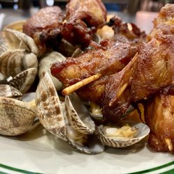 Flaming Buffet - Shrimp, clams, chicken skewers, chicken wings