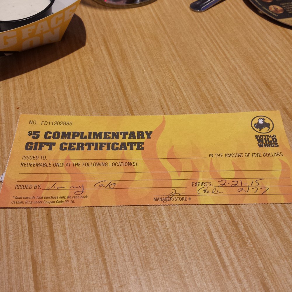 Buffalo Wild Wings - This is what they gave me instead of my tshirt - Chicken Wings Near Me - Carson, California Buffalo Wild Wings - This is what they gave me instead of my tshirt - Chicken Wings Near Me - Carson, California
