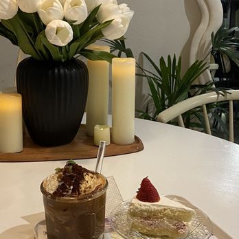 Our Place Dessert Cafe - strawberry cake and einspanner - Cafes Near Me - Edmonds, Washington