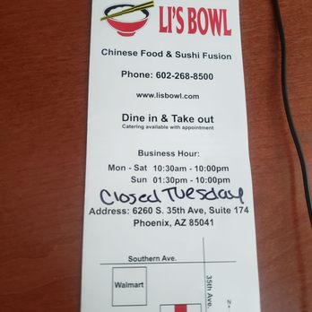 Li's Bowl - Menu - Chinese Near Me - Phoenix, Arizona Li's Bowl - Menu - Chinese Near Me - Phoenix, Arizona