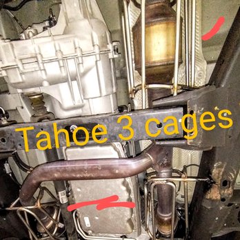3C Performance Exhaust - On Tahoe, they attached a set of stainless steel bars forming a cage over each of 3catalytic converters to prevent theft. - Auto Repair Near Me - Los Angeles, California 3C Performance Exhaust - On Tahoe, they attached a set of stainless steel bars forming a cage over each of 3catalytic converters to prevent theft. - Auto Repair Near Me - Los Angeles, California
