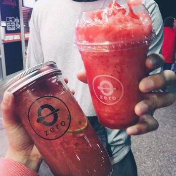 Zero Degrees - Beaverton - Strawberry Limeade with boba in a mason jar (+$2.50) and the drink with watermelon chunks! - Coffee & Tea Near Me - Beaverton, Oregon Zero Degrees - Beaverton - Strawberry Limeade with boba in a mason jar (+$2.50) and the drink with watermelon chunks! - Coffee & Tea Near Me - Beaverton, Oregon