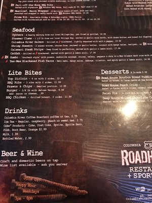 Menu photo 6 Columbia River Roadhouse Chinook, WA Menu photo 6 Columbia River Roadhouse Chinook, WA