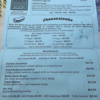 Boiler Room Bar & Grill - Menu - Bars Near Me - Bradenton, Florida Boiler Room Bar & Grill - Menu - Bars Near Me - Bradenton, Florida