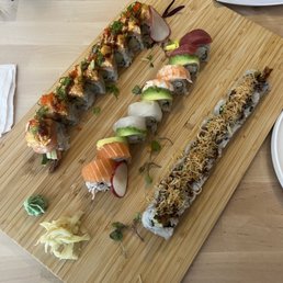 Mountain Roll, Rainbow Roll, Shrimp Tempura Roll Mountain Roll, Rainbow Roll, Shrimp Tempura Roll