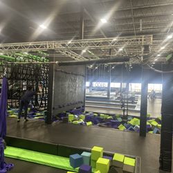 Elevate Trampoline Park - Large cables exposed in zip line area
