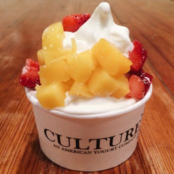 Culture - Original flavor topped with fresh cut mango and strawberries! - Ice Cream & Frozen Yogurt Near Me - Brooklyn, New York Culture - Original flavor topped with fresh cut mango and strawberries! - Ice Cream & Frozen Yogurt Near Me - Brooklyn, New York