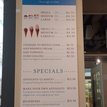 Eataly - IL Gelato Menu - Italian Near Me - San Jose, California