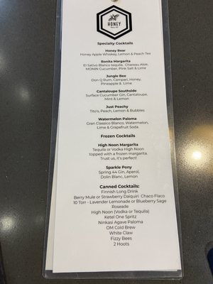 Menu photo 8 Honey Bar Reno, NV