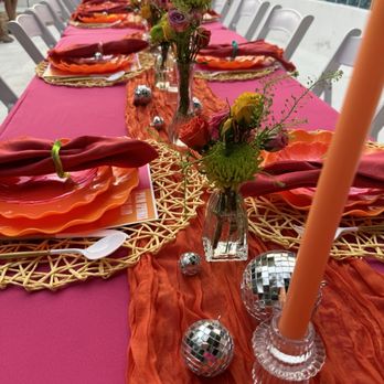 Party Time Rentals - Close up of the tablecloth and how beautifully steamed it remained. - Party Equipment Rentals Near Me