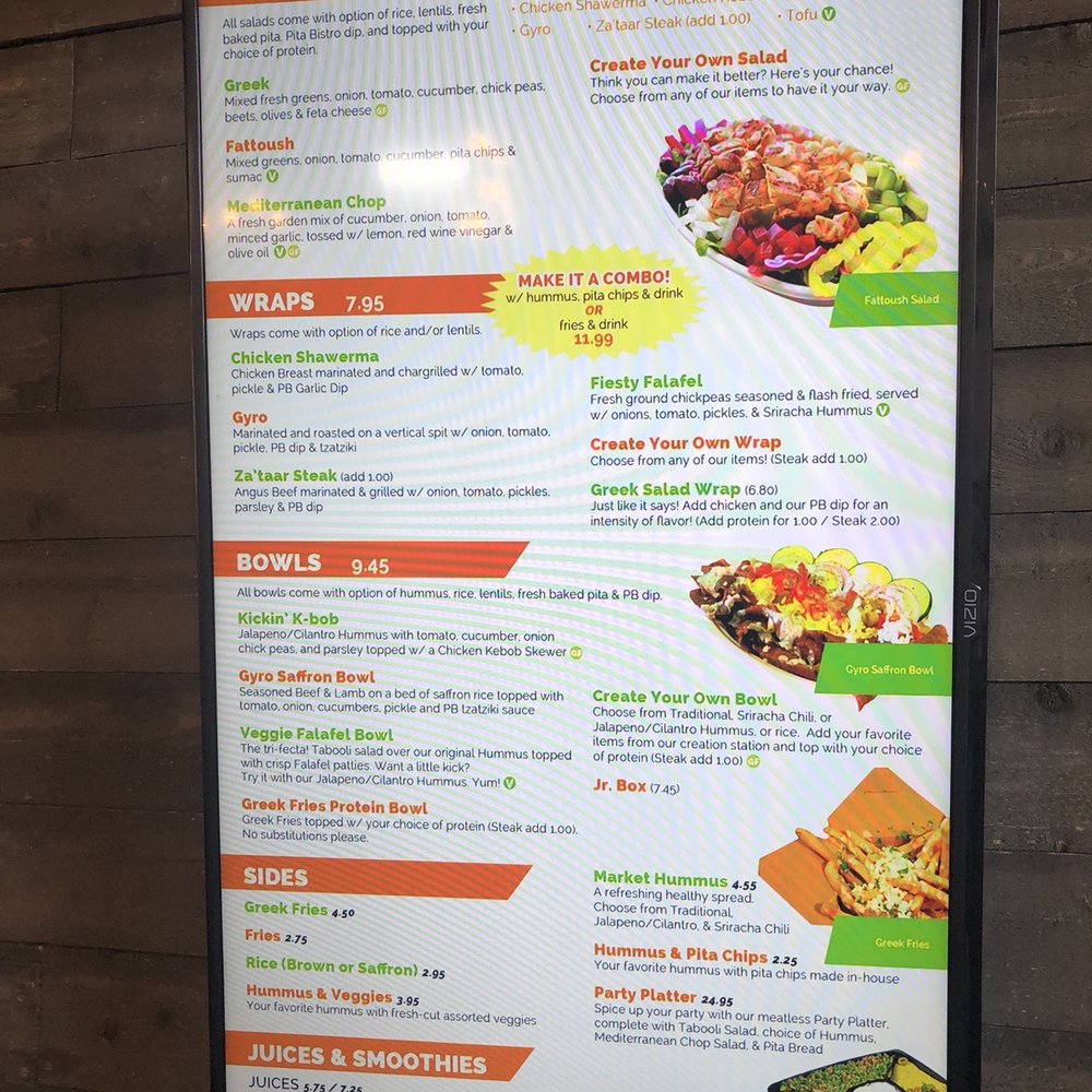 Pita Bistro - Menu board - Mediterranean Near Me - Phoenix, Arizona Pita Bistro - Menu board - Mediterranean Near Me - Phoenix, Arizona