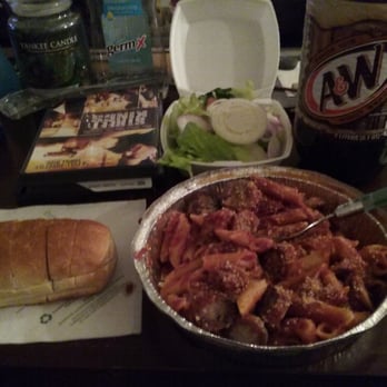 Frank's Pizza - Ziti w/Italian sausage, salad w/ranch, root beer (not included). Awesome!! - Pizza Near Me - Chesapeake, Virginia