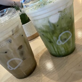 Broken Coffee - Fort Apache - L: broken cream roasted matcha latte (hojicha latte) R: broken cream matcha latte - Coffee & Tea Near Me - Las Vegas, Nevada Broken Coffee - Fort Apache - L: broken cream roasted matcha latte (hojicha latte) R: broken cream matcha latte - Coffee & Tea Near Me - Las Vegas, Nevada