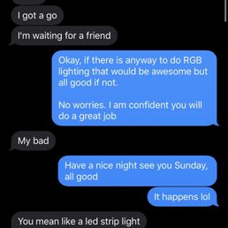Text messages between and "tv mounting professional" Scott McGrath.