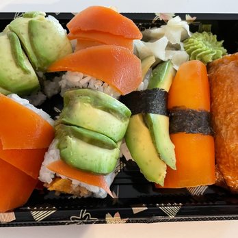 Sushi Maro - Philly roll + avocado, smoked vegan salmon and Inari sushi - Sushi Bars Near Me - Vancouver, British Columbia Sushi Maro - Philly roll + avocado, smoked vegan salmon and Inari sushi - Sushi Bars Near Me - Vancouver, British Columbia