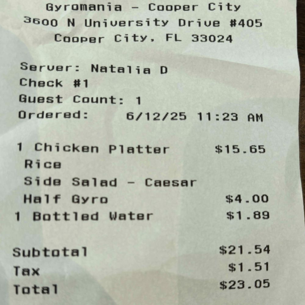 My receipt