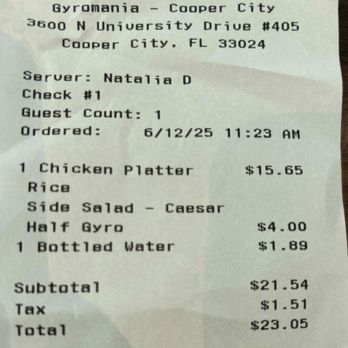 Gyromania Grill - My receipt - Greek Near Me - Hollywood, Florida Gyromania Grill - My receipt - Greek Near Me - Hollywood, Florida