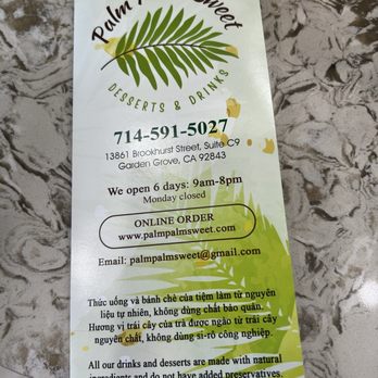 Palm Palm Sweet - Desserts Near Me - Garden Grove, California