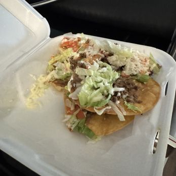 El Ranchito - We ordered two tostadas one Sopes and this is how it looked in the to go box. - Mexican Near Me - Columbus, Ohio