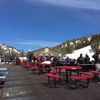 The Outpost - a group of people sitting at picnic tables - Cafes Near Me - Mammoth Lakes, California The Outpost - a group of people sitting at picnic tables - Cafes Near Me - Mammoth Lakes, California