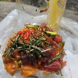2 item ahi and salmon poke.