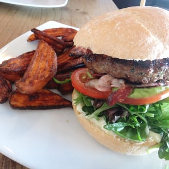 Moo Gourmet Burgers - beef avocado and bacon burger with a side of sweet potato chips - Burgers Near Me - Bondi Beach, NSW Moo Gourmet Burgers - beef avocado and bacon burger with a side of sweet potato chips - Burgers Near Me - Bondi Beach, NSW