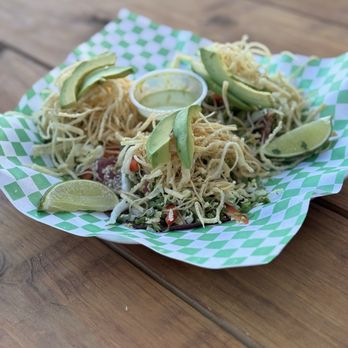 Dogwood at The Pine Shed - Yellowfin Tuna Tacos from SOPA, kind of an Asian fusion dish and out of this world. - Cocktail Bars Near Me - Bend, Oregon
