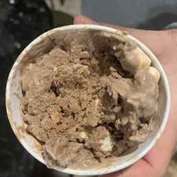 Ice in my ice cream like it melted and refroze. Threw the entire cup out