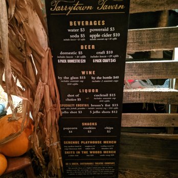 Serenbe Playhouse - "Tarrytown Tavern" bar menu. - Performing Arts Near Me - Chattahoochee Hills, Georgia Serenbe Playhouse - "Tarrytown Tavern" bar menu. - Performing Arts Near Me - Chattahoochee Hills, Georgia