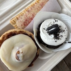 Luna’s Kitchen - Cinnamon roll + cookies & cream cupcake + strawberry pop tart, all GF!!