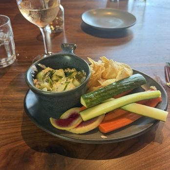 Postino Del Mar - Hot Pickle Dip - Grillo's Pickles (not hot but delicious) - Wine Bars Near Me - San Diego, California