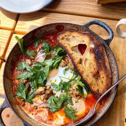 Bar Avec - Eggs in Purgatory was delicious! But it did take an extremely long time arrive.