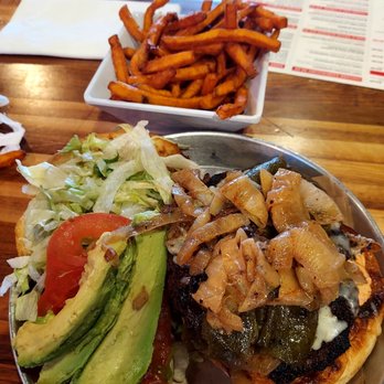 Toro Burger Bar - Toro Burger ( with green Chile & grilled onions) - Gastropubs Near Me - El Paso, Texas